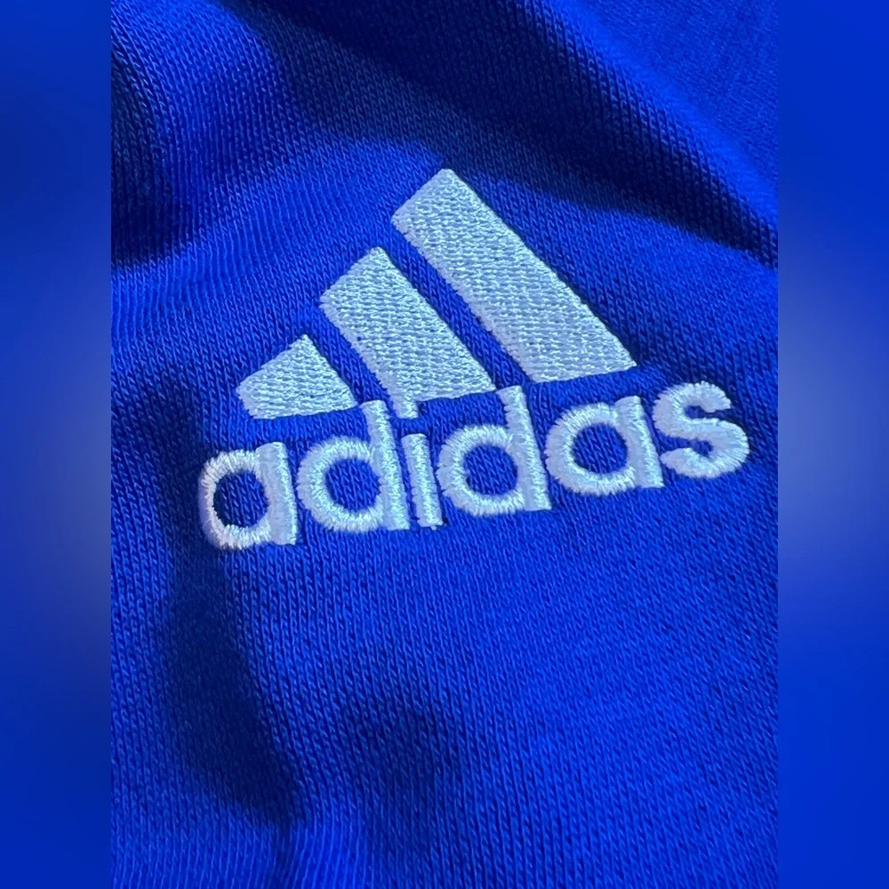Adidas Fleece Hoodie Royal Blue embroidered Logo‎ Pullover Women’s Size Small